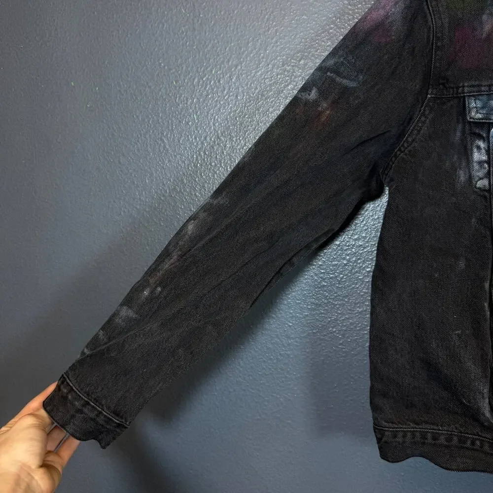 Buffalo M women’s black Lisa Simpsons custom denim jacket distressed
